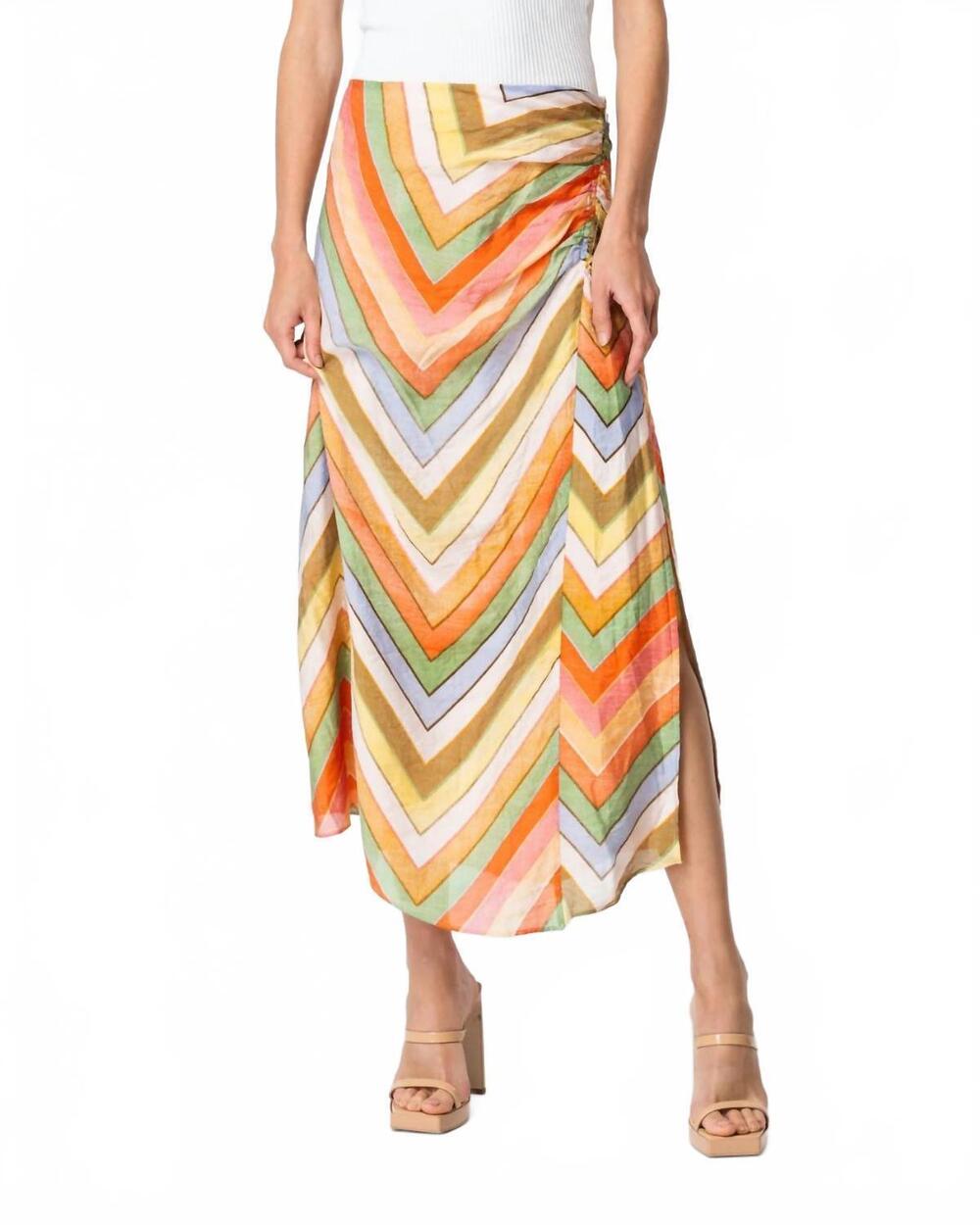 NEW CIEBON chevron midi skirt in multi